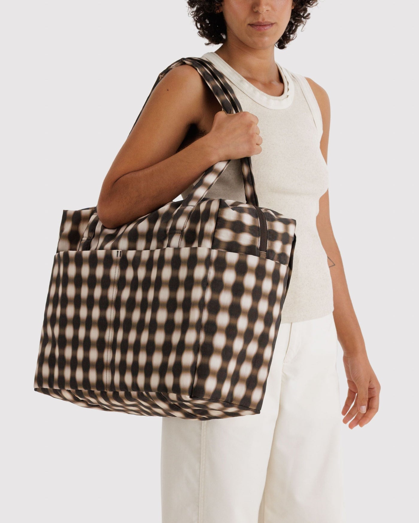 Cloud Carry-on - Blurred Gingham Brown - Easy Lift