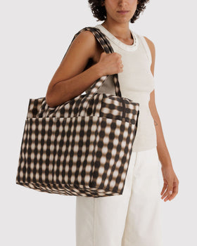 Cloud Carry-on - Blurred Gingham Brown - Easy Lift