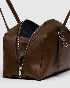 Recycled Leather Bowler Bag - Brown